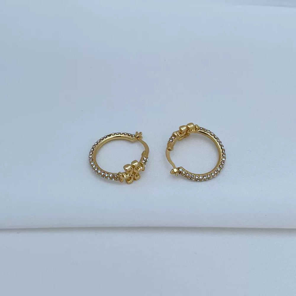 Tory Burch Gold Plated Double Pave Hoop and Cross Stud Earrings Set - Picture 4 of 7